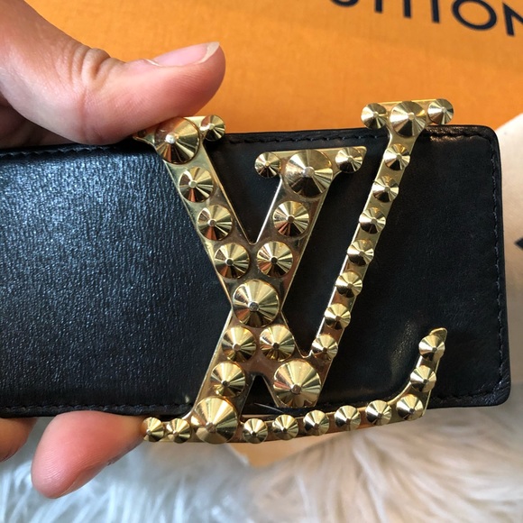 Louis Vuitton Black Studded Claus Initiales Belt